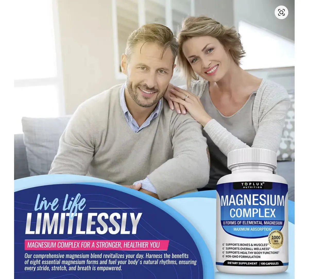 Magnesio Suplemento 8 Elemental 1000mg